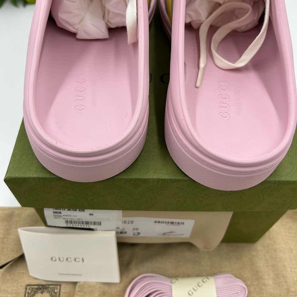 Women's Gucci, ace rubber lace up mules size 39 made in Italy - Picture 5 of 9